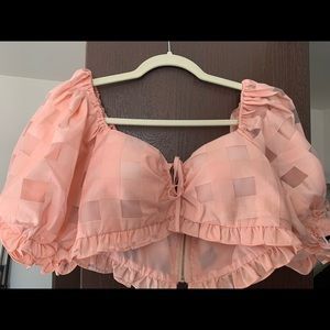 Blush pink puff sleeve top